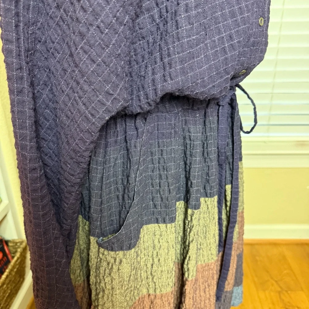 Free People Ray of Light Colorblock Shirtdress w/ Pockets Plum Sz M - Picture 9 of 11